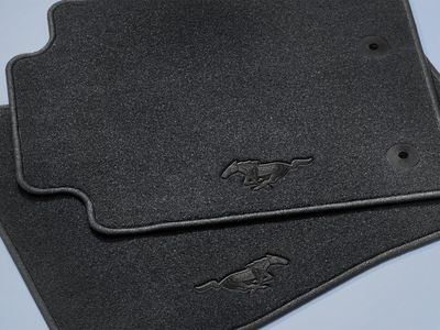 Ford Floor Mats - Carpeted, Black, 2 - Piece Set, With Black Pony Logo JR3Z-6313300-BA