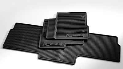 Ford Floor Mats - All - Weather Thermoplastic Rubber, Black Super Crew 3 - Pc.Set, Front w/Vehicle Logo, For Use With Subwoofer 9L3Z-1613300-GA
