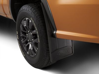 Ford Splash Guards - Premium Flat, Black, Without Bright Accent, Rear Pair, With Ford Logo CL3Z-16A550-S