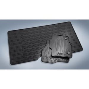 Ford Floor Mats - All-Weather Thermoplastic Rubber, 3 Piece, SuperCrew, With Vehicle Logo, Black FL3Z-1613086-BA