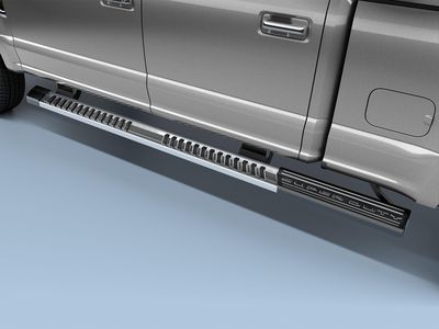 Ford Step Bars - 6 Inch Angular, Chromed Aluminum, Crew Cab Extended Length HC3Z-16450-BB