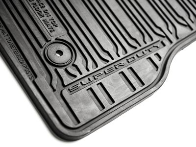Ford Floor Mats - All-Weather Thermoplastic Rubber, Black 3-Pc. With Vinyl Flooring, For SuperCab and Crew Cab HC3Z-2613300-KA