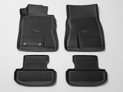 Ford Floor Mats - All-Weather Tray Style, 4-Piece, Black, With Pony Logo HR3Z-6313300-AA