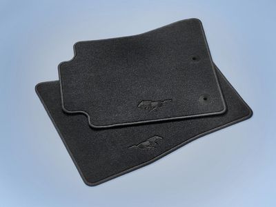 Ford 2pc Black Carpeted Front Floor Mat Set 2-Piece Set with Black Pony Logo JR3Z-6313300-BB