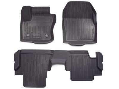 Ford Floor Mats - Tray Style, Black, 4-Piece, For Carpet Flooring LWB with Bench Seat KT1Z1713300DA