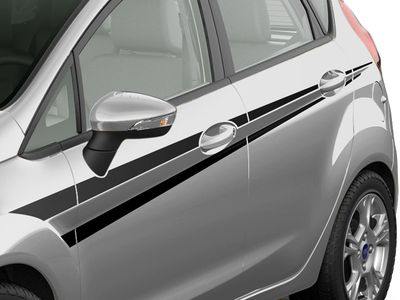 Ford Graphics, Stripes, and Trim Kits - Twin Pointed Upper Side Stripe, Matte Black VGA6Z-6320000-B