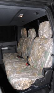 Ford Seat Covers - Realtree Protective by Covercraft, Rear Row, 60/40, w/o Armrest, For SuperCrew, Realtree Brown VGL3Z-2663812-B
