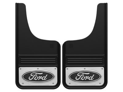 Ford Splash Guards - Gatorback by Truck Hardware, Front Pair, Ford Oval Stainless VHC3Z-16A550-E