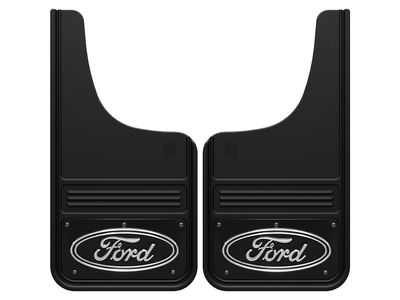 Ford Splash Guards - Gatorback by Truck Hardware, Front Pair, Black Ford Oval VHC3Z-16A550-F