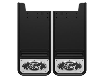 Ford Splash Guards - Gatorback by Truck Hardware, Rear Pair, Ford Oval Stainless VHC3Z-16A550-M