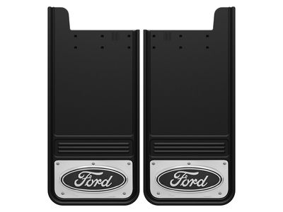 Ford Splash Guards - Gatorback by Truck Hardware, Rear Pair, Ford Oval Stainless VHC3Z-16A550-M