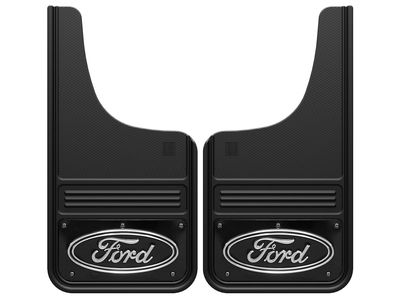 Ford Splash Guards - Gatorback by Truck Hardware, Front Pair, w/Ford Oval Black Wrap Decal VHL3Z-16A550-C