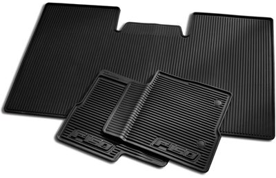 Ford Floor Mats - All - Weather Thermoplastic Rubber, Black 3 - Pc. SuperCrew, Dual Retention, w/Subwoofer AL3Z-1613300-EA
