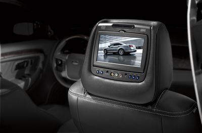 Ford DVD by INVISION - Dual Head Restraint, Leather Charcoal Black w/Umber Stitch (SHO) VBG1Z-10E947-DA