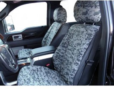 VFL3Z-15600D20-G Ford Seat Covers, Custom - Camouflage Patterned Seat Protectors by Covercraft - Front, Captains Chair, Winter Camo Product Photo 1 of 1