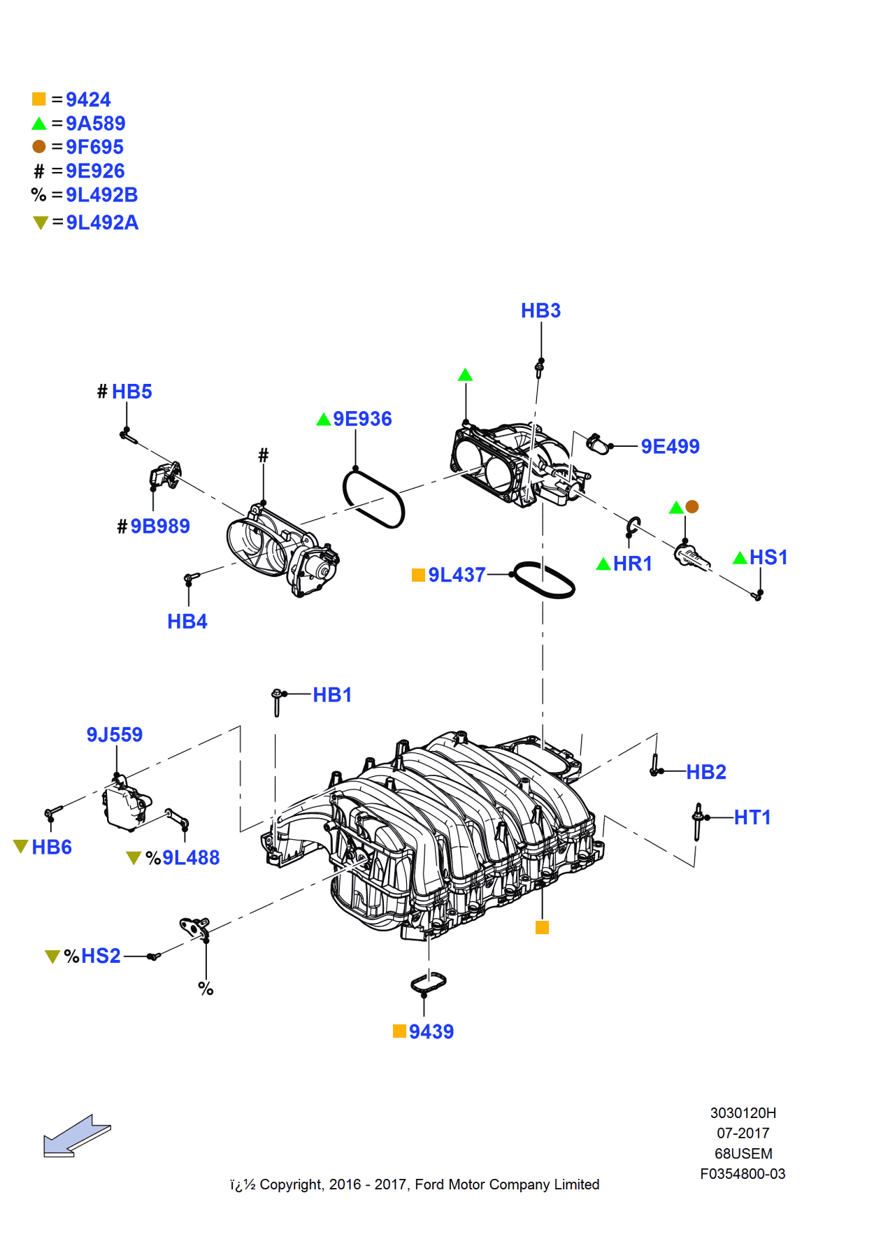 Ford HC3Z-9424-F Manifold Assembly - Inlet