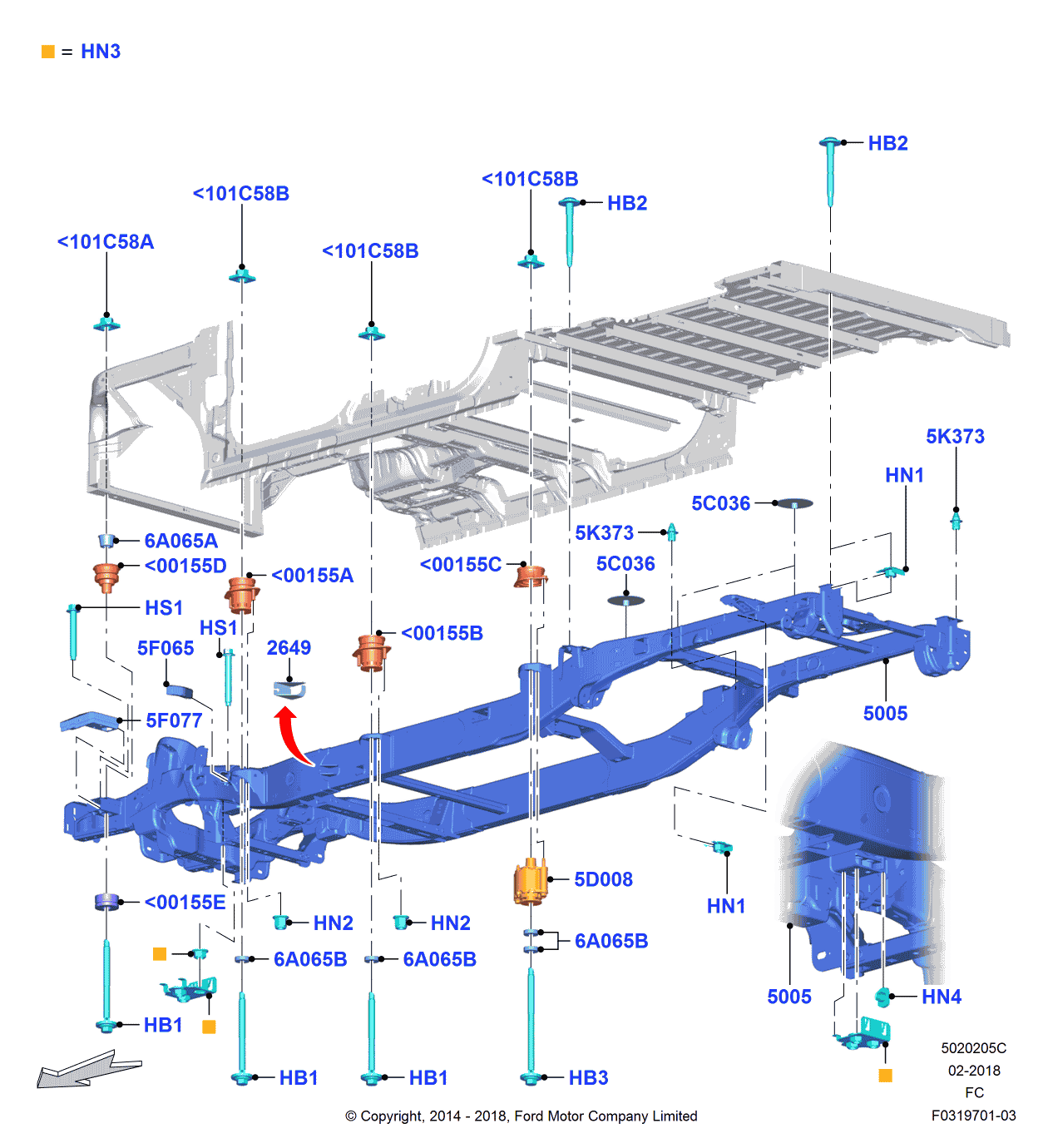 JL3Z-2649-A JL3Z2649A - Genuine Ford Parking Brake Cable Bracket
