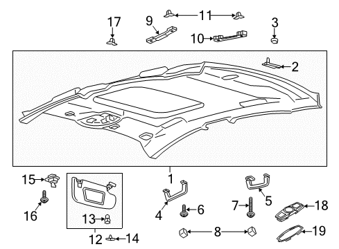 2020 Ford SSV Plug-In Hybrid Interior Trim - Roof Diagram 1