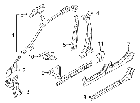 2020 Ford Edge Center Pillar & Rocker, Hinge Pillar Diagram