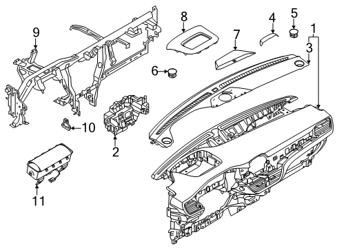 2021 Ford Escape Cluster & Switches, Instrument Panel Diagram 1