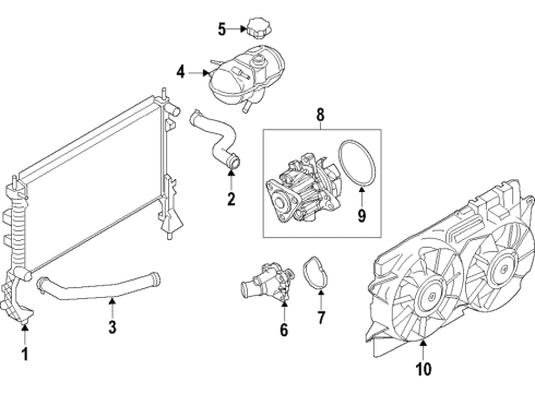 2021 Ford Mustang Cooling System, Radiator, Water Pump, Cooling Fan Diagram 4