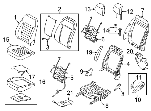 2020 Ford SSV Plug-In Hybrid Front Seat Components Diagram 1