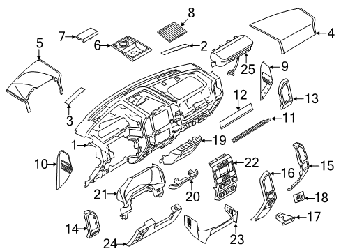 2020 Ford F-350 Super Duty Instrument Panel Components Diagram 1