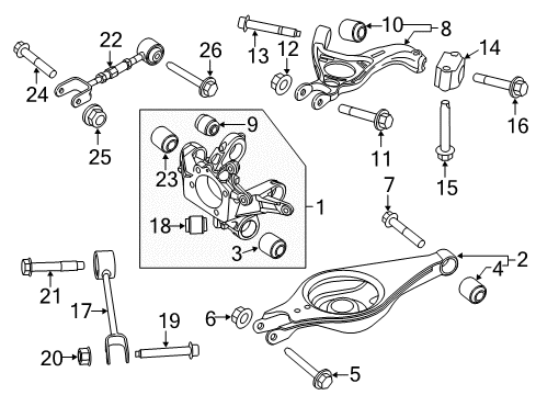 1988 Mercury Tracer Knuckle & Bushing Assembly Diagram for DB5Z-5B759-B