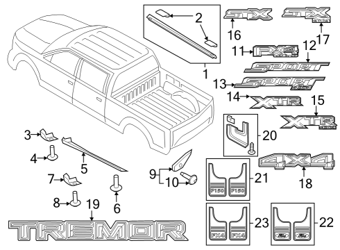 2022 Ford F-150 Exterior Trim - Pick Up Box Diagram 2