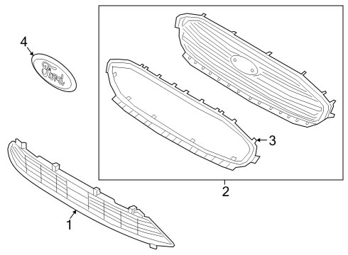 2021 Ford Transit Connect Grille & Components Diagram 1