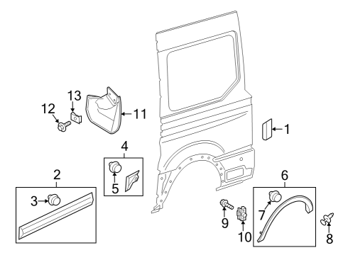 2022 Ford E-Transit Exterior Trim - Side Panel Diagram 1