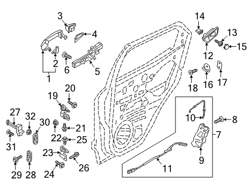 HANDLE ASY - DOOR - INNER Diagram for 8A6Z-5822601-JA