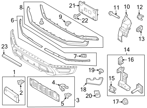2023 Ford F-150 Exterior Trim - Front Bumper Diagram