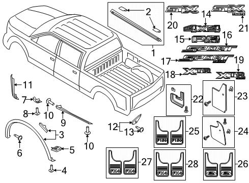 2020 Ford F-150 Exterior Trim - Pick Up Box Diagram 7