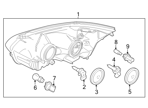 2022 Ford E-Transit Headlamp Components Diagram 1