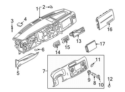 2023 Ford E-350/E-350 Super Duty Instrument Panel Components Diagram