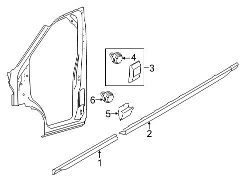 2022 Ford Transit 350 Exterior Trim - Pillars Diagram 1