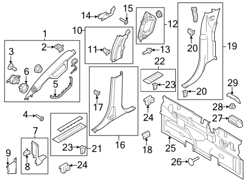2024 Ford F-250 Super Duty PANEL - COWL SIDE TRIM Diagram for PC3Z-1002344-AA