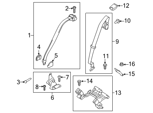 2020 Ford SSV Plug-In Hybrid Rear Seat Belts Diagram 1