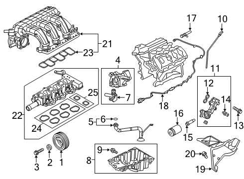 2020 Ford F-150 Engine Parts, Mounts, Cylinder Head & Valves, Camshaft & Timing, Variable Valve Timing, Oil Cooler, Oil Pan, Oil Pump, Crankshaft & Bearings, Pistons, Rings & Bearings Diagram 10