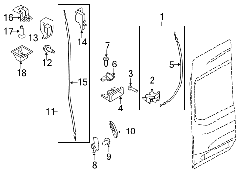 2020 Ford Transit 250 Back Door - Lock & Hardware Diagram 1