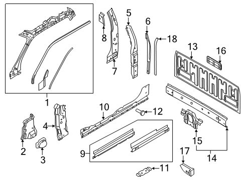 2020 Ford F-350 Super Duty Back Panel, Hinge Pillar Diagram 3
