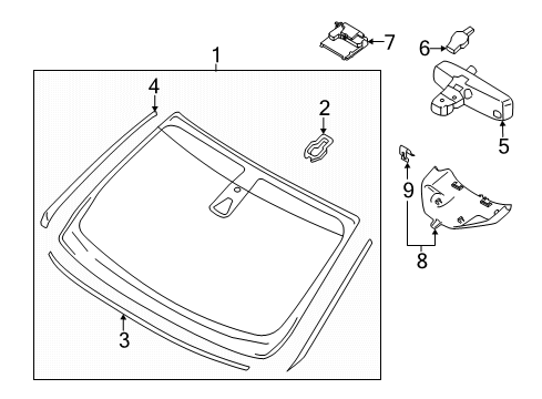 2021 Lincoln Nautilus Glass - Windshield Diagram
