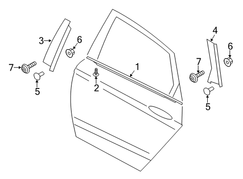 2020 Ford SSV Plug-In Hybrid Exterior Trim - Rear Door Diagram