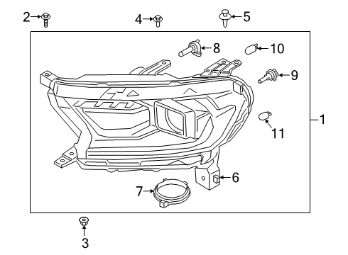 2022 Ford Ranger Headlamp Components Diagram