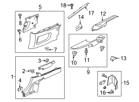2021 Ford Mustang Interior Trim - Quarter Panels Diagram 1