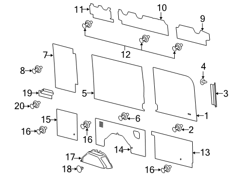 2023 Ford F-150 Lightning TRIM - LOAD COMPARTMENT Diagram for CK4Z-6131013-N