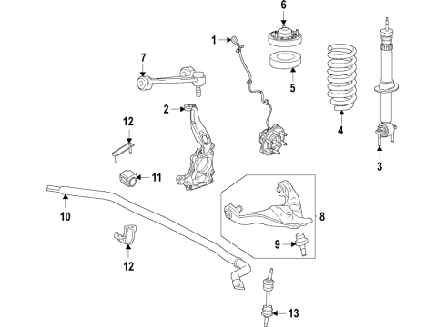 2022 Ford F-150 Suspension Components, Lower Control Arm, Upper Control Arm, Ride Control, Stabilizer Bar Diagram 6