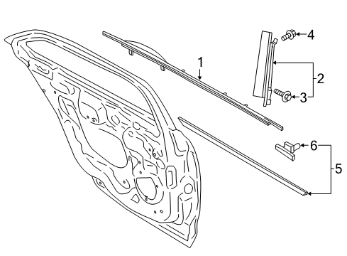 2020 Lincoln Continental Exterior Trim - Rear Door Diagram