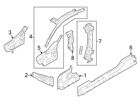 2024 Ford Mustang Hinge Pillar, Lock Pillar Diagram 2